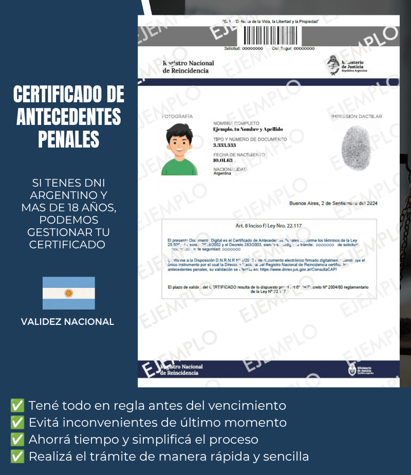 certificado de reincidencia penal